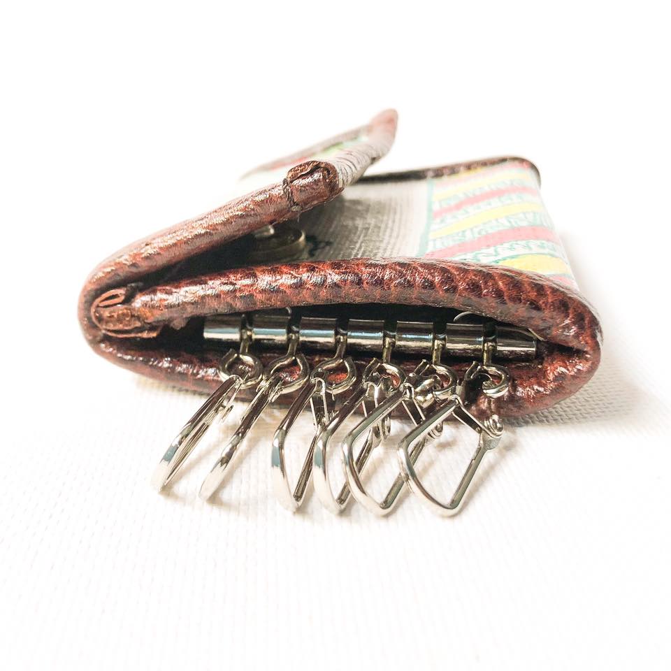 Manjusha Handmade Leather-Jute Keychain / Keypouch wallet.