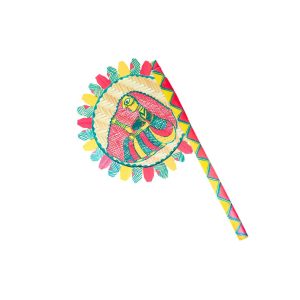 Handpainted Manjusha Art Bamboo Hand Fan (Pankha) | Traditional Bihari Folk Art Decorative Handheld Fan | Eco-Friendly Indian Handicraft & Wedding Favor