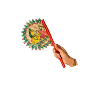 Hand Painted Radha Krishna Fan | Traditional Manjusha Art Decor | Eco-Friendly Handmade Craft