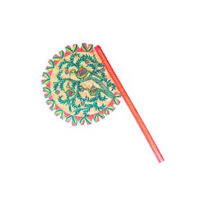 Handpainted Manjusha Art Bamboo Hand Fan with Bird Motif | Traditional Bihari Folk Art Decorative Pankha | Eco-Friendly | Festive Return Gift