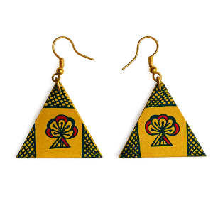 Hand Painted Manjusha Art Triangle Earrings – Kalpavriksha Motif | Traditional Statement Jewellery