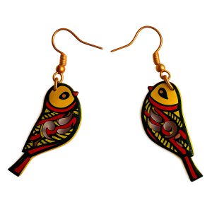 Handpainted Manjusha Art Parrot MDF Earrings | Traditional Folk Art Jewelry