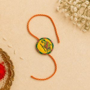 Hand-painted Mahatma Gandhi Rakhi in traditional Manjusha Art | Handmade Traditional Rakhi with Roli Chawal & Gift Box