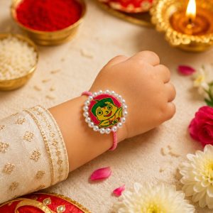 Hand-Painted Manjusha Rakhi for Kids | Traditional Bihar Folk Art Rakhi | Handmade Designer Rakhi with Roli & Chawal | Raksha Bandhan Gift