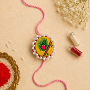 Hand-Painted Manjusha Rakhi with Roli & Chawal | Traditional Bihar Folk Art Rakhi
