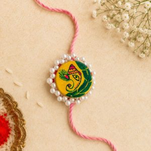 Hand-Painted Manjusha Rakhi with Roli Chawal | Eco-Friendly | Traditional Bihar Folk Art Rakhi for Brother