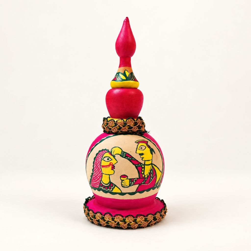 Hand-Painted Wooden Sindaura | Traditional Manjusha Art | Handmade Indian Folk Art Home Decor